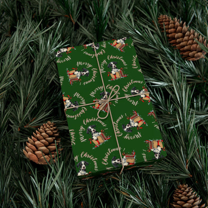 Christmas Dog Wreath Gift Wrap Paper