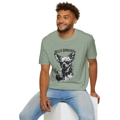 Chihuahua 'Hello Gorgeous' Tee - Cute Dog Graphic T-Shirt