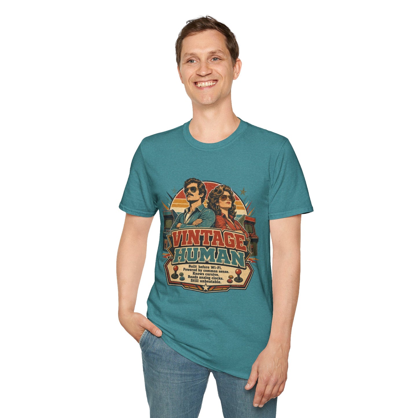 Vintage Human T-Shirt — Retro 70s Duo Graphic Tee