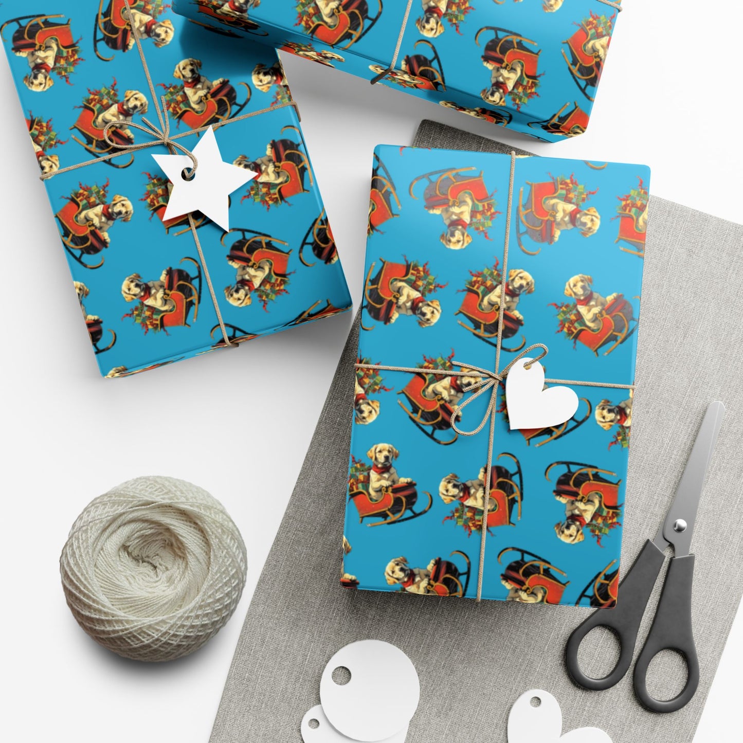 Santa Puppy Pattern Gift Wrap Paper – Cute Christmas Wrapping Sheets