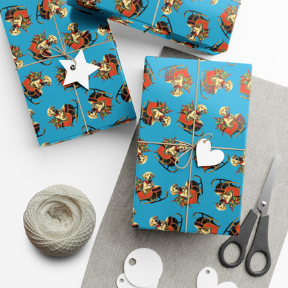 Santa Puppy Pattern Gift Wrap Paper – Cute Christmas Wrapping Sheets