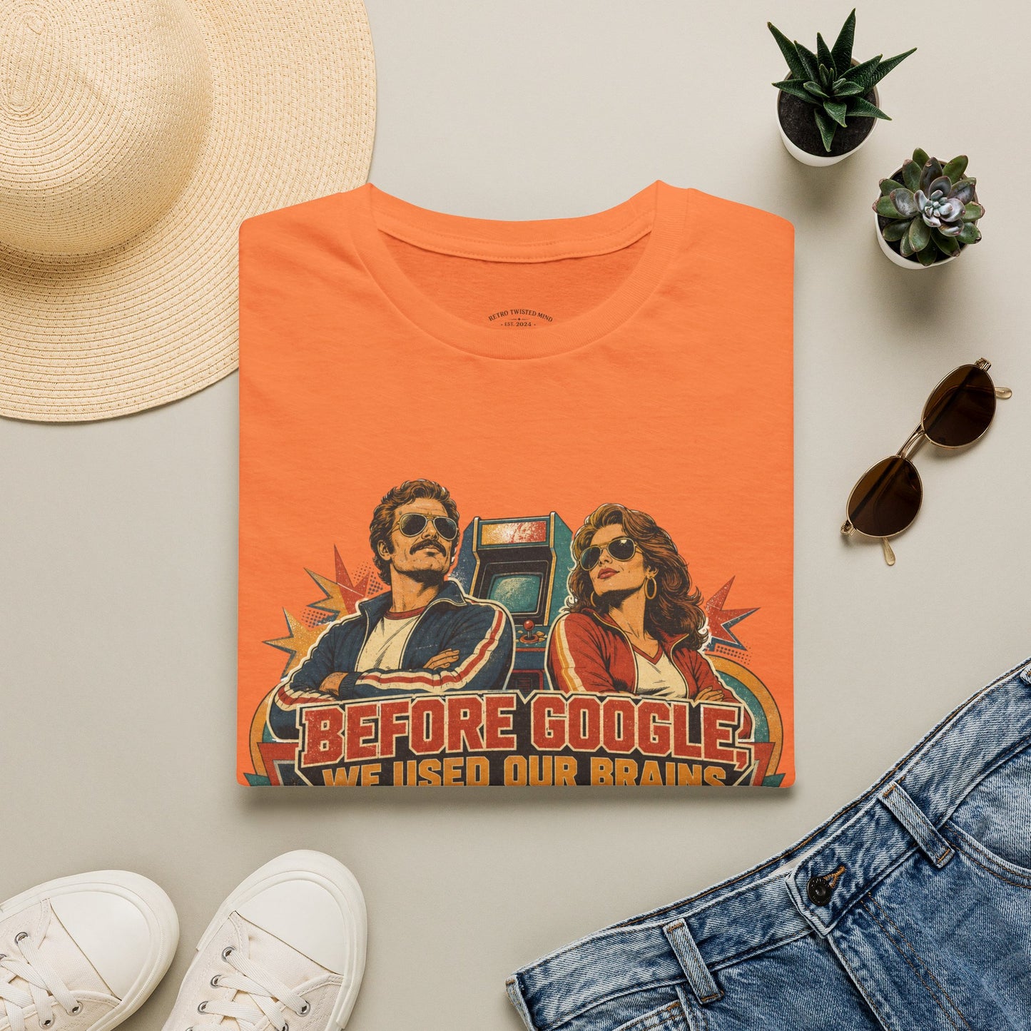 Before Google T-Shirt — Retro Vintage "We Used Our Brains" Graphic Tee
