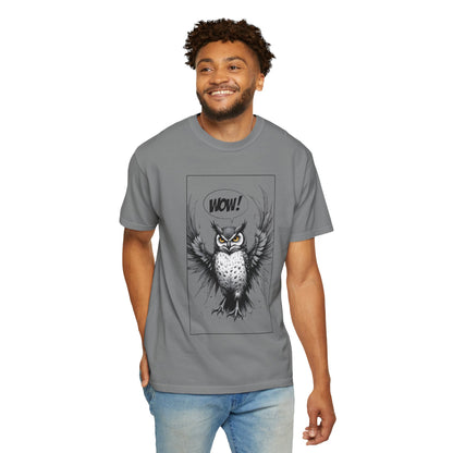 Owl Graphic T-Shirt — 'WOW!' Illustrated Night Owl Tee