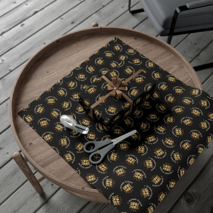 Gift Wrap Paper — Elegant Black & Gold Floral Holiday Wrapping Sheets