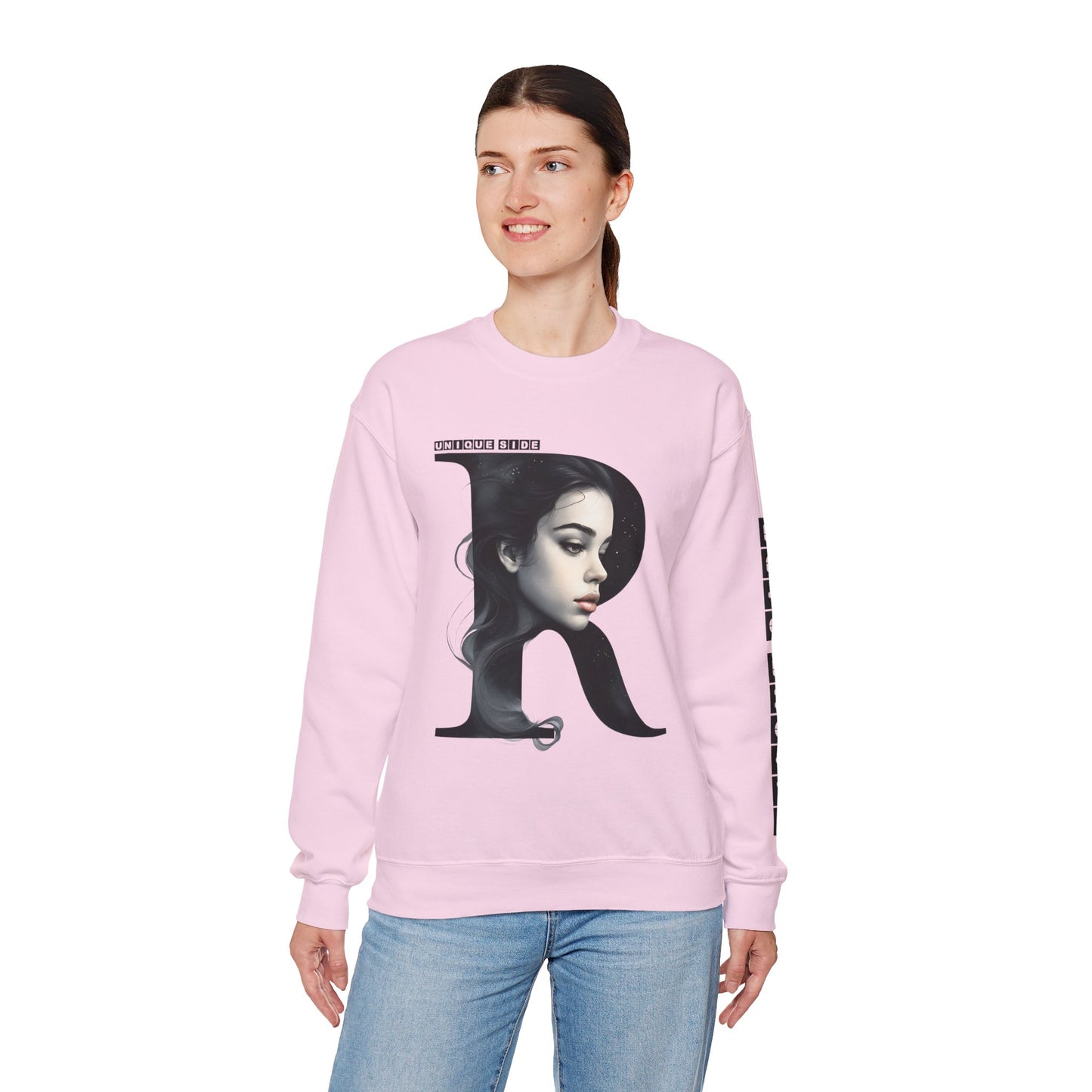 Letter R, Stylish Artistic Sweatshirt, Trendy Crewneck, Graphic Sweater, Cozy Unisex Top, Unique Gift for Art Lovers, Everyday Comfort