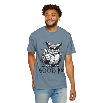Good Job Owl T-Shirt — Thumbs-Up Retro Owl Graphic Tee