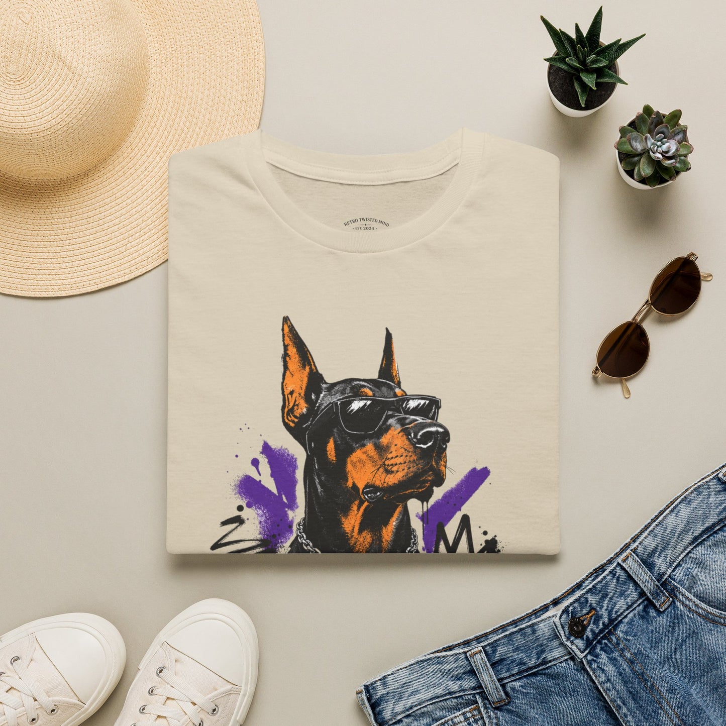 Doberman Graphic Tee — 'No, Thank You' Street Art T-Shirt