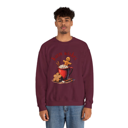 Crewneck Sweatshirt — "Warm Wishes" Hot Cocoa & Gingerbread Holiday Design