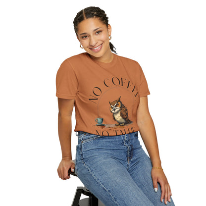 No Coffee No Talkie T-Shirt — Funny Owl Coffee Tee