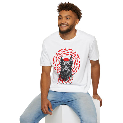 Doberman Graphic T-Shirt — Red Halo 'Bandit' Design