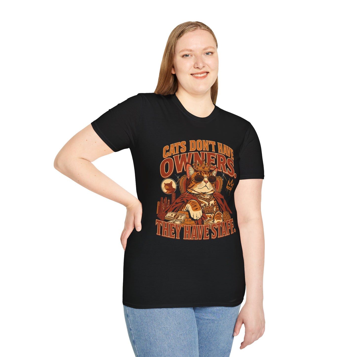 Cat T-Shirt — "Cats Don't Have Owners, They Have Staff" Retro Cat Graphic Tee