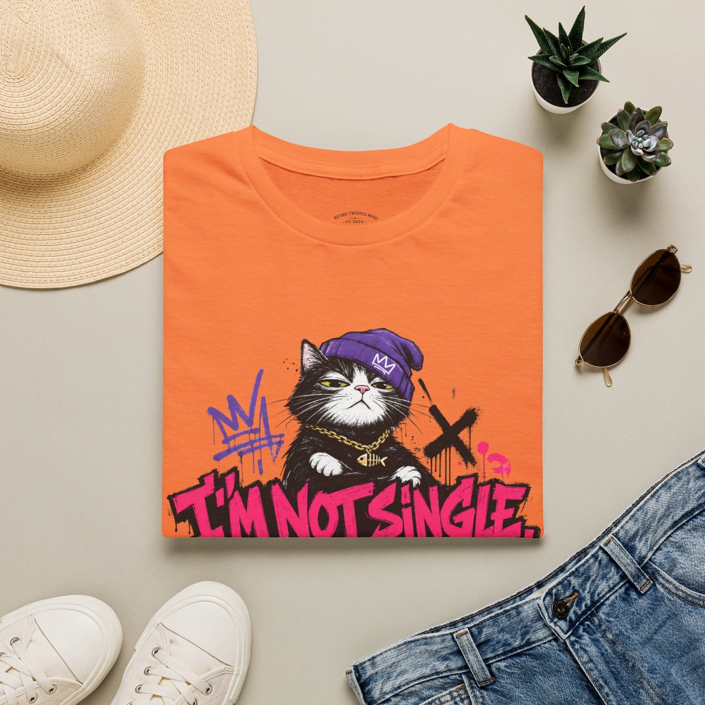 T‑Shirt — “I’m Not Single: I’m in a Toxic Relationship with a Cat” Graphic Tee