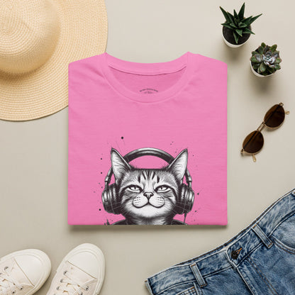 T-Shirt — Cat with Headphones "Mentally: Somewhere Else" – Cute Relaxed Graphic Tee for Cat Lovers
