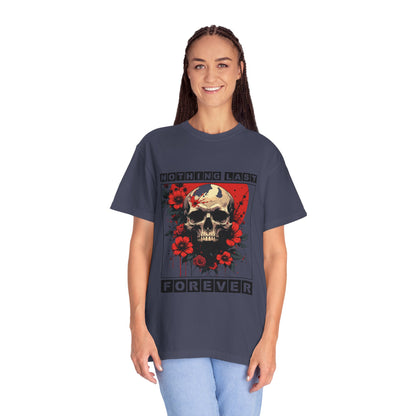 Edgy Skull Graphic T-Shirt - Unique Casual Wear, Unisex Streetwear, Gift for Music Lovers, Halloween Costume, Forever Quote Tee