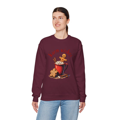 Crewneck Sweatshirt — "Warm Wishes" Hot Cocoa & Gingerbread Holiday Design