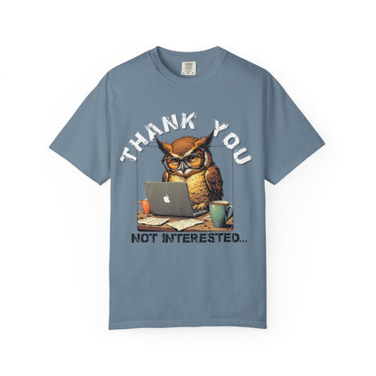 Owl 'Thank You, Not Interested' Graphic T-Shirt
