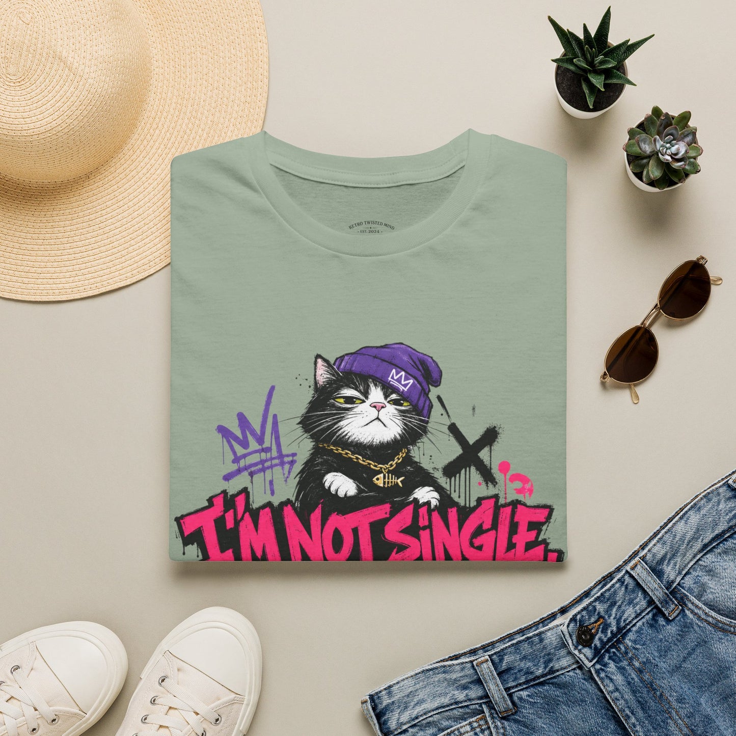 T‑Shirt — “I’m Not Single: I’m in a Toxic Relationship with a Cat” Graphic Tee