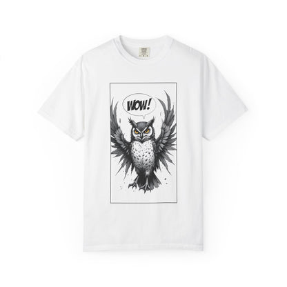 Owl Graphic T-Shirt — 'WOW!' Illustrated Night Owl Tee