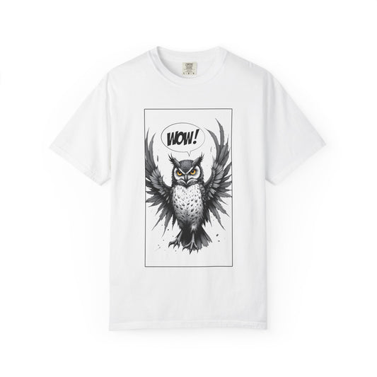 Owl Graphic T-Shirt — 'WOW!' Illustrated Night Owl Tee