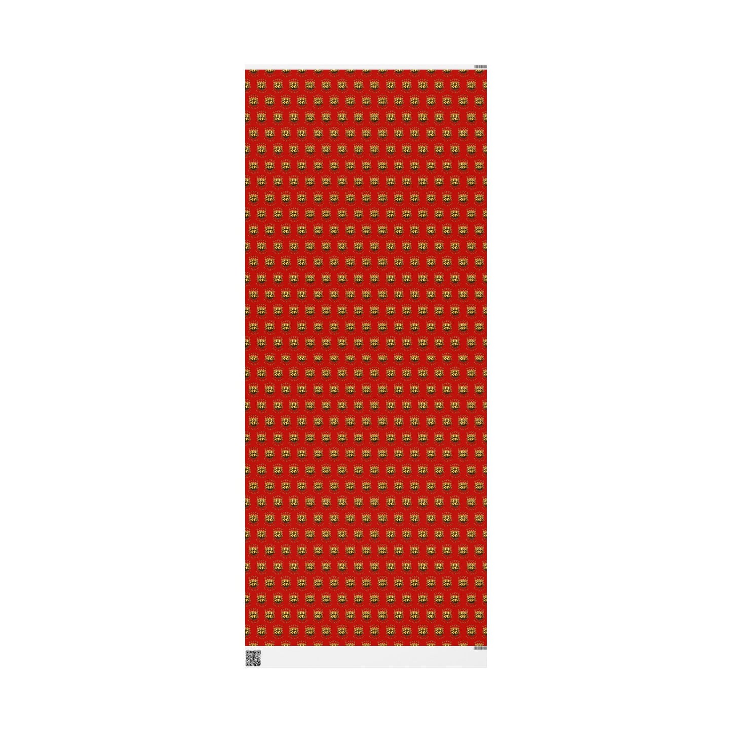 Christmas Wrapping Paper – Red with Gold Pinecone Pattern