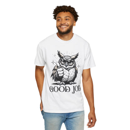 Good Job Owl T-Shirt — Thumbs-Up Retro Owl Graphic Tee
