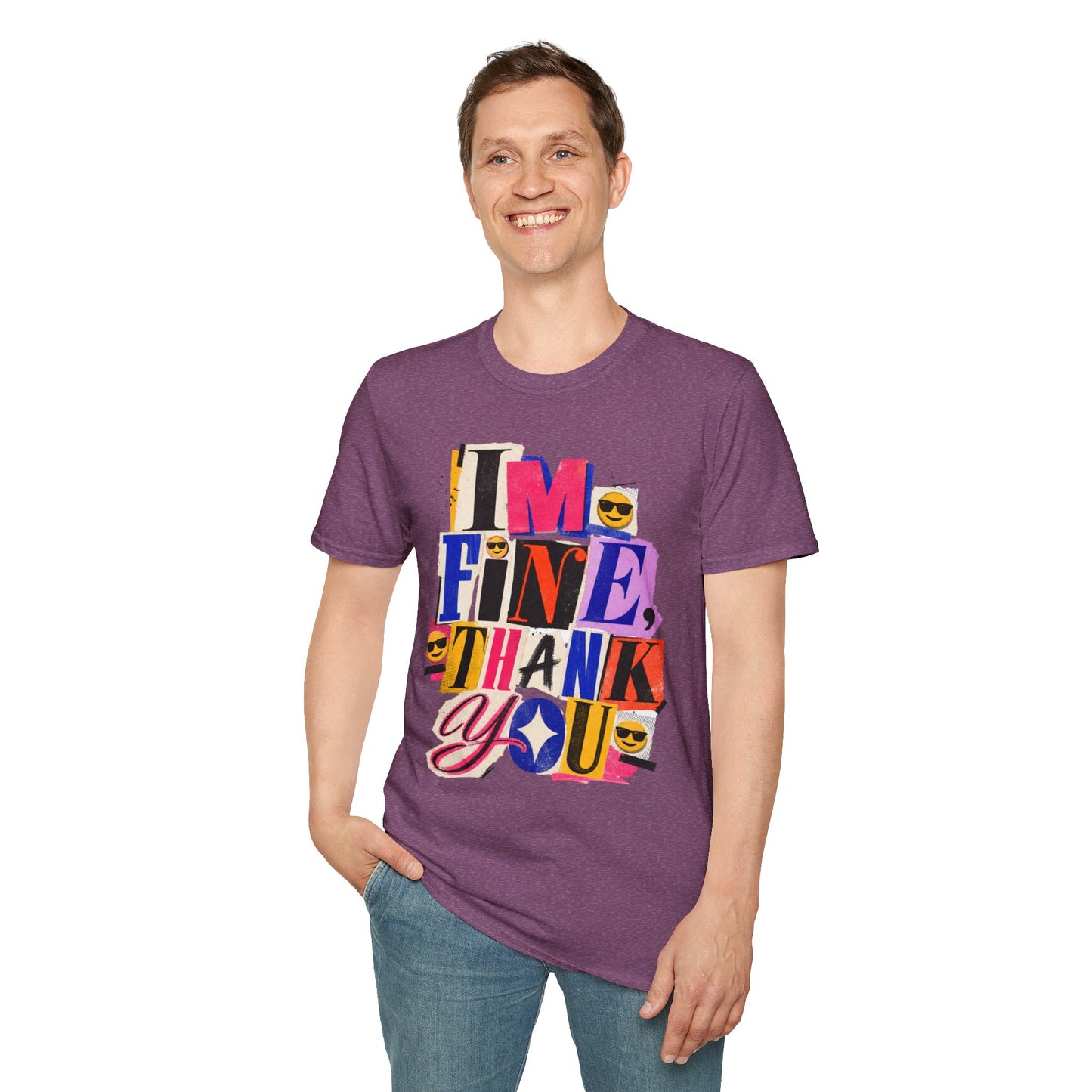 T-Shirt — "I'M FINE, THANK YOU" Retro Collage Graphic Tee