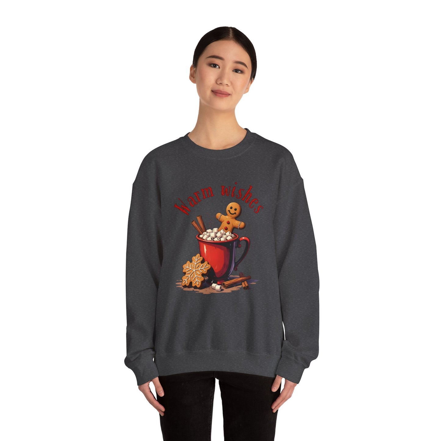 Crewneck Sweatshirt — "Warm Wishes" Hot Cocoa & Gingerbread Holiday Design