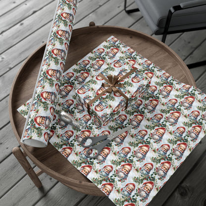 Santa Claus Pattern Gift Wrap Paper — Vintage Christmas Wrapping Sheets