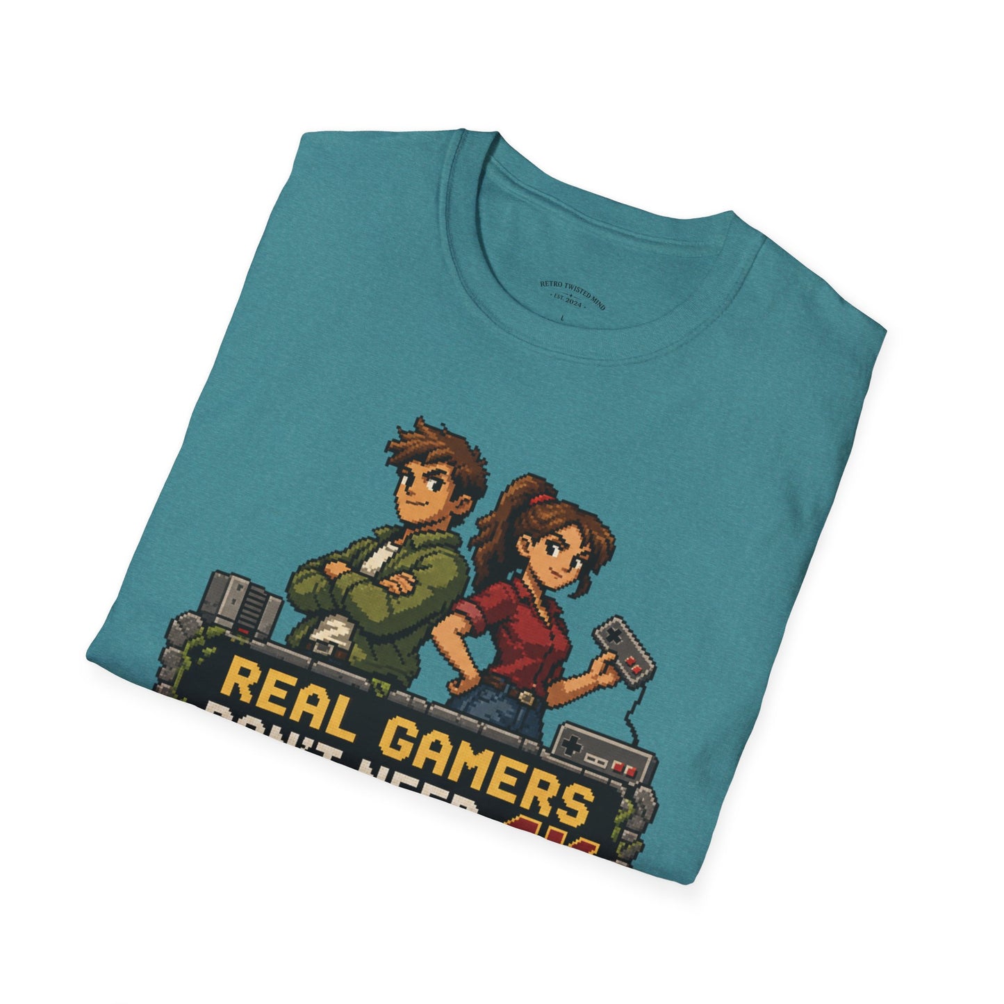 T-Shirt — Retro Pixel 'Real Gamers Don't Need 4K' Graphic Tee