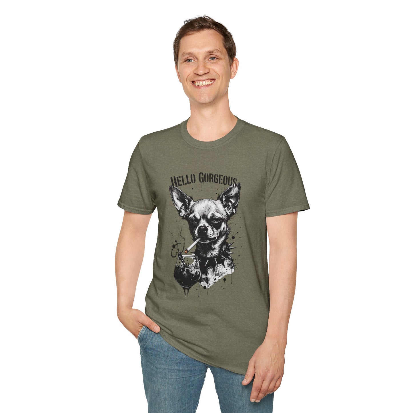 Chihuahua 'Hello Gorgeous' Tee - Cute Dog Graphic T-Shirt