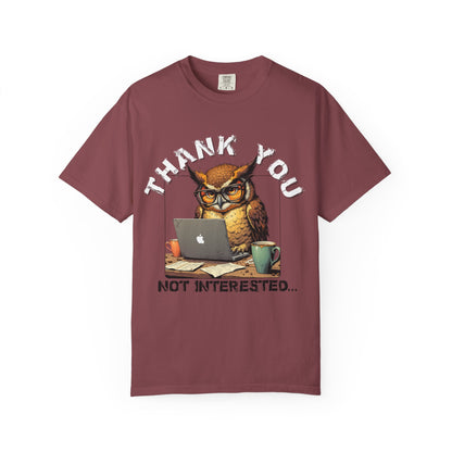 Owl 'Thank You, Not Interested' Graphic T-Shirt