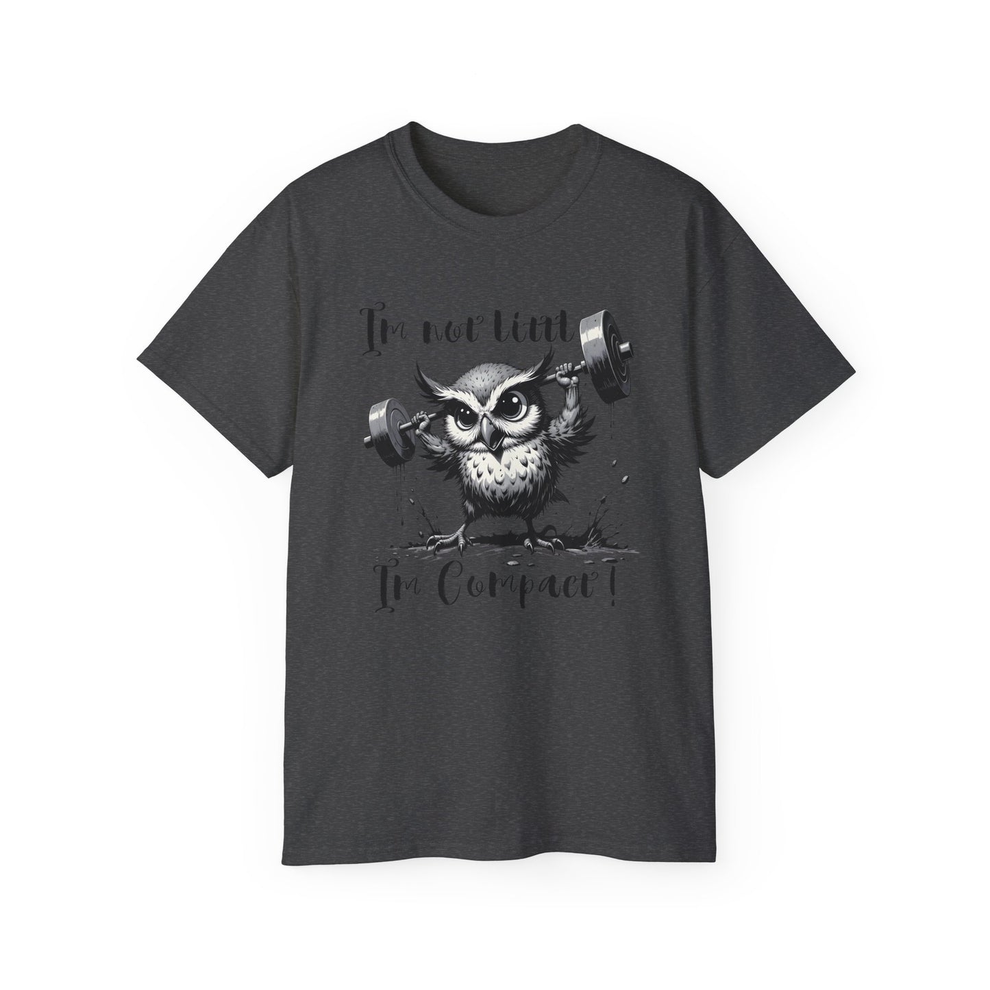 Compact Owl Weightlifting T‑Shirt — "I’m not tiny, I’m Compact!"
