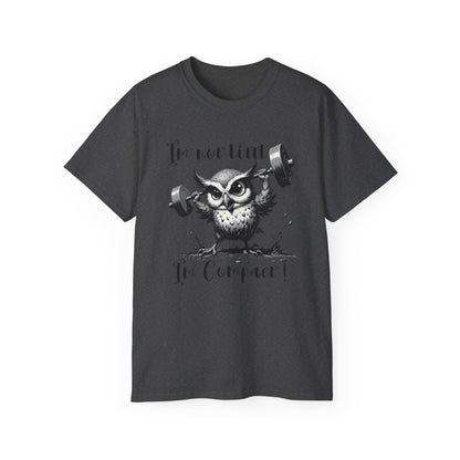 Compact Owl Weightlifting T‑Shirt — "I’m not tiny, I’m Compact!"