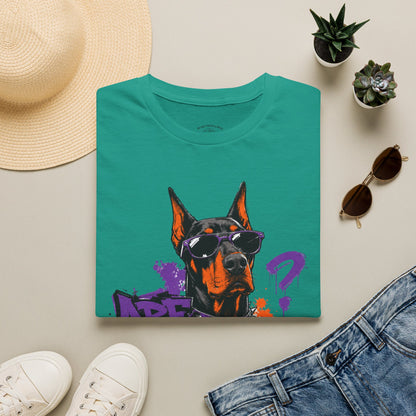 Doberman Graffiti T-Shirt — "You Sure?" Street Art Dog Tee