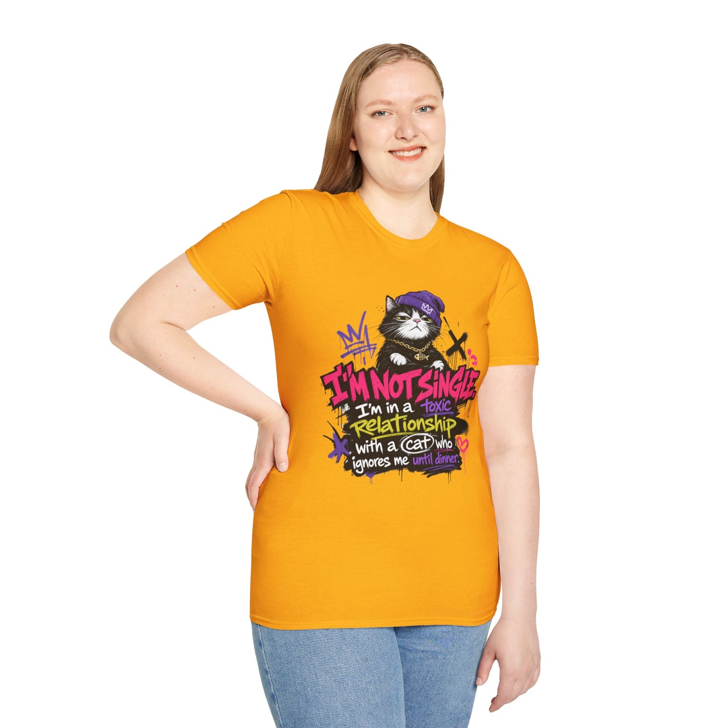 T‑Shirt — “I’m Not Single: I’m in a Toxic Relationship with a Cat” Graphic Tee