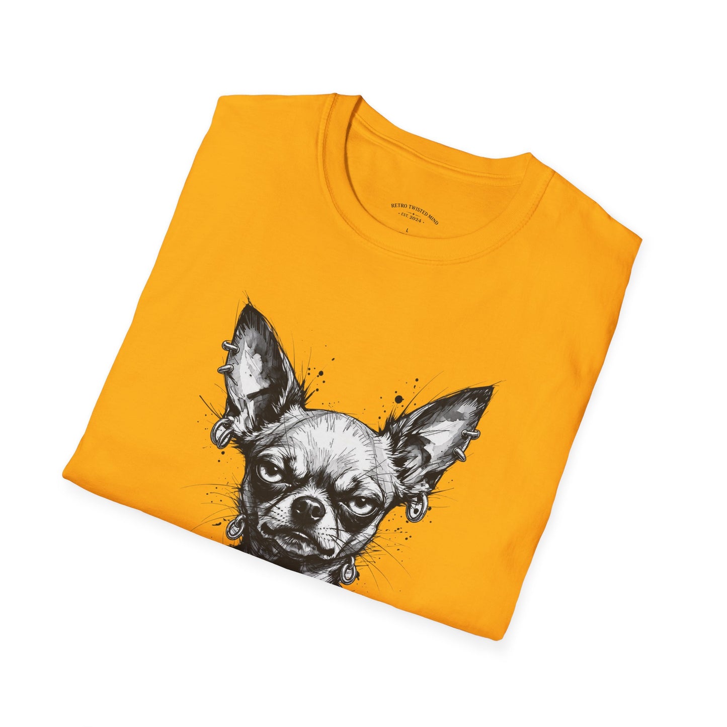Chihuahua Portrait T‑Shirt — Expressive Black & White Dog Art Tee