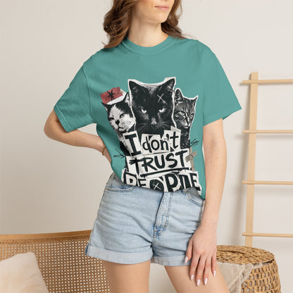 I Don’t Trust People Cat T-Shirt — Grunge Graphic Tee for Cat Lovers