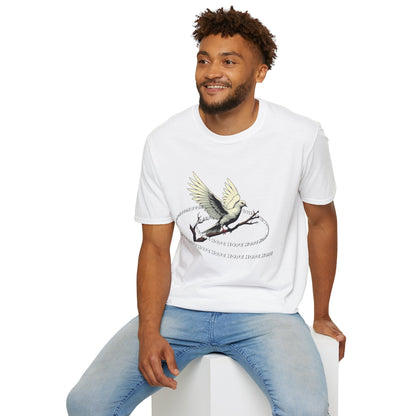 Hopeful Wings Unisex Softstyle T-Shirt - Inspirational Graphic Tee,dove,twisted