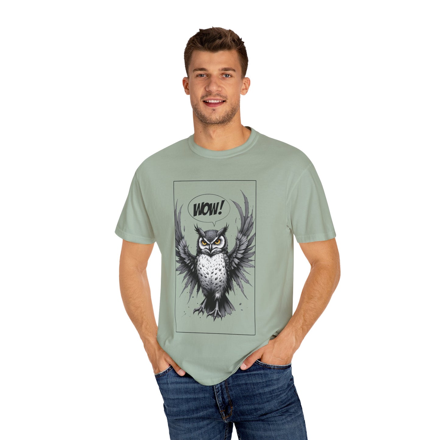 Owl Graphic T-Shirt — 'WOW!' Illustrated Night Owl Tee