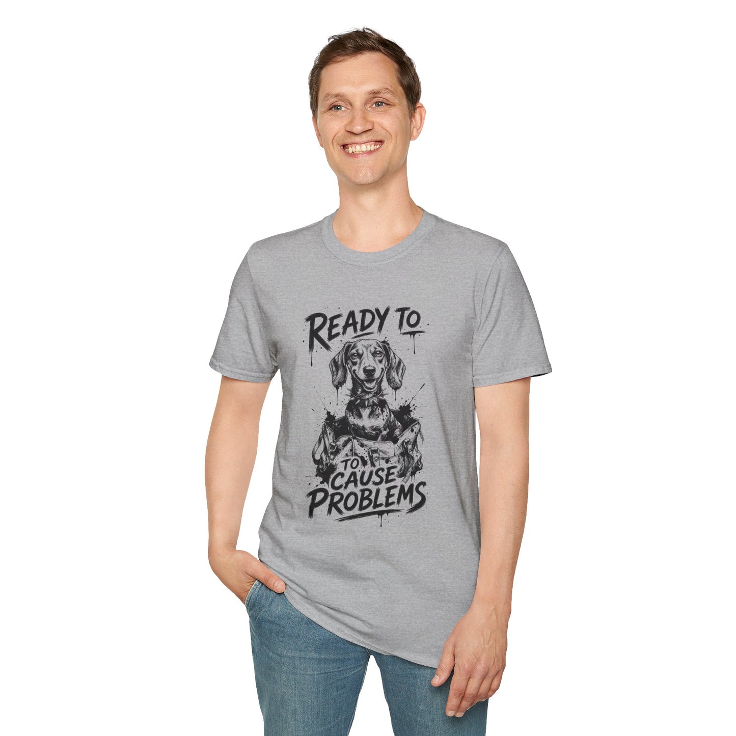 Ready To Cause Problems Dog T-Shirt — Funny Dachshund Graphic Tee
