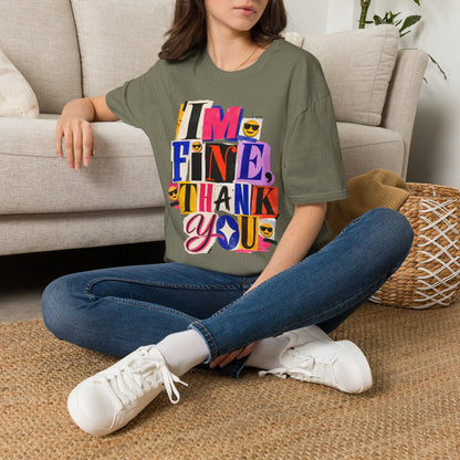 T-Shirt — "I'M FINE, THANK YOU" Retro Collage Graphic Tee