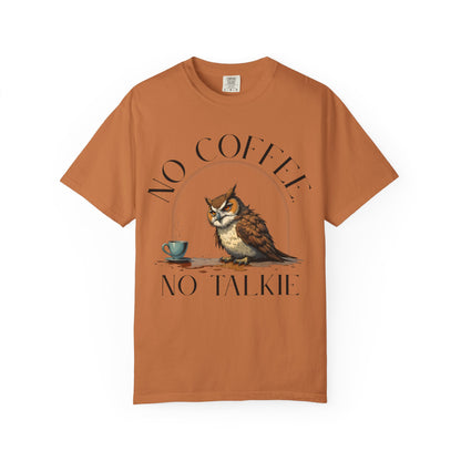 No Coffee No Talkie T-Shirt — Funny Owl Coffee Tee