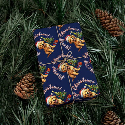 Wrapping Paper — Cute Golden Retriever Christmas Gift Wrap