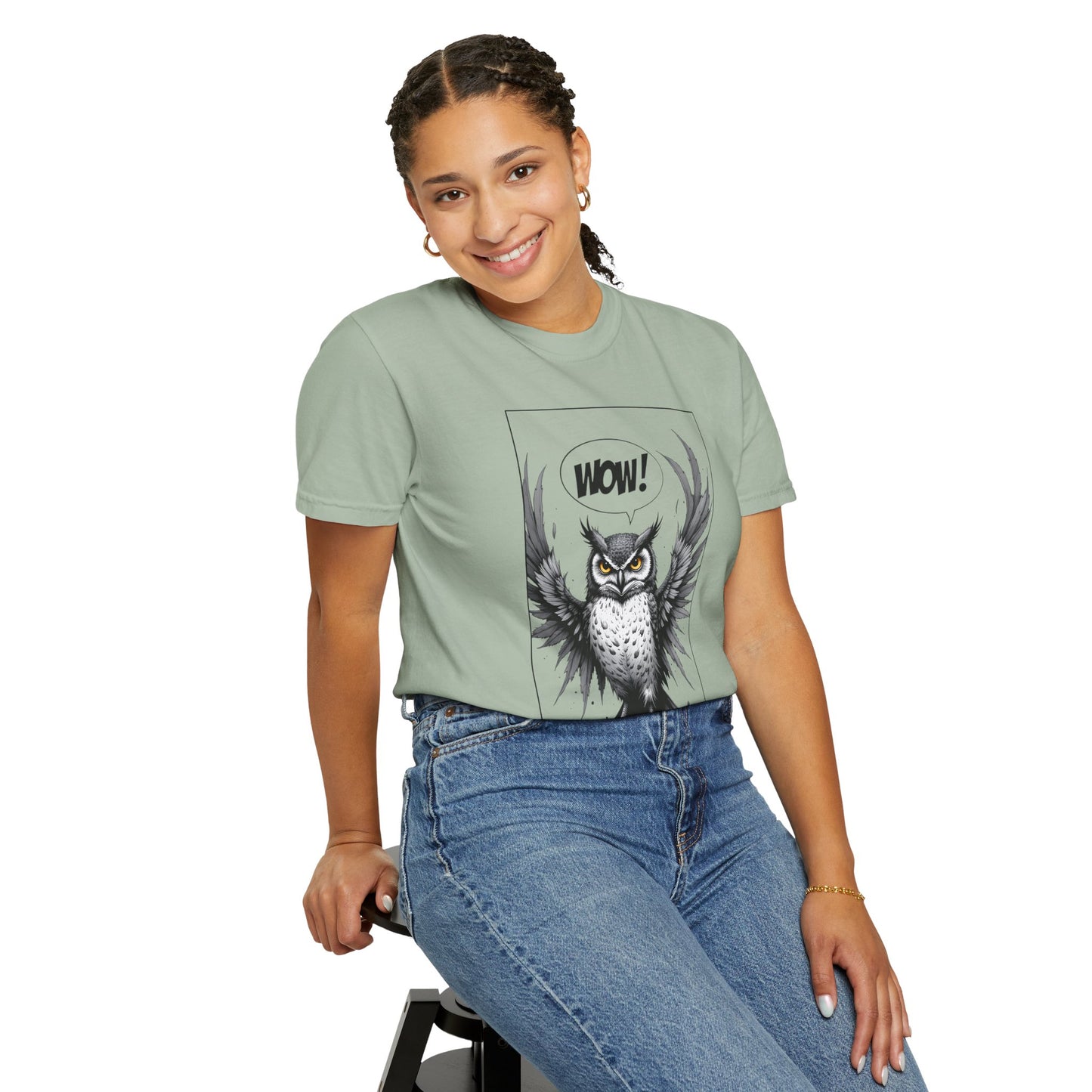 Owl Graphic T-Shirt — 'WOW!' Illustrated Night Owl Tee
