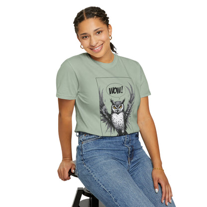 Owl Graphic T-Shirt — 'WOW!' Illustrated Night Owl Tee