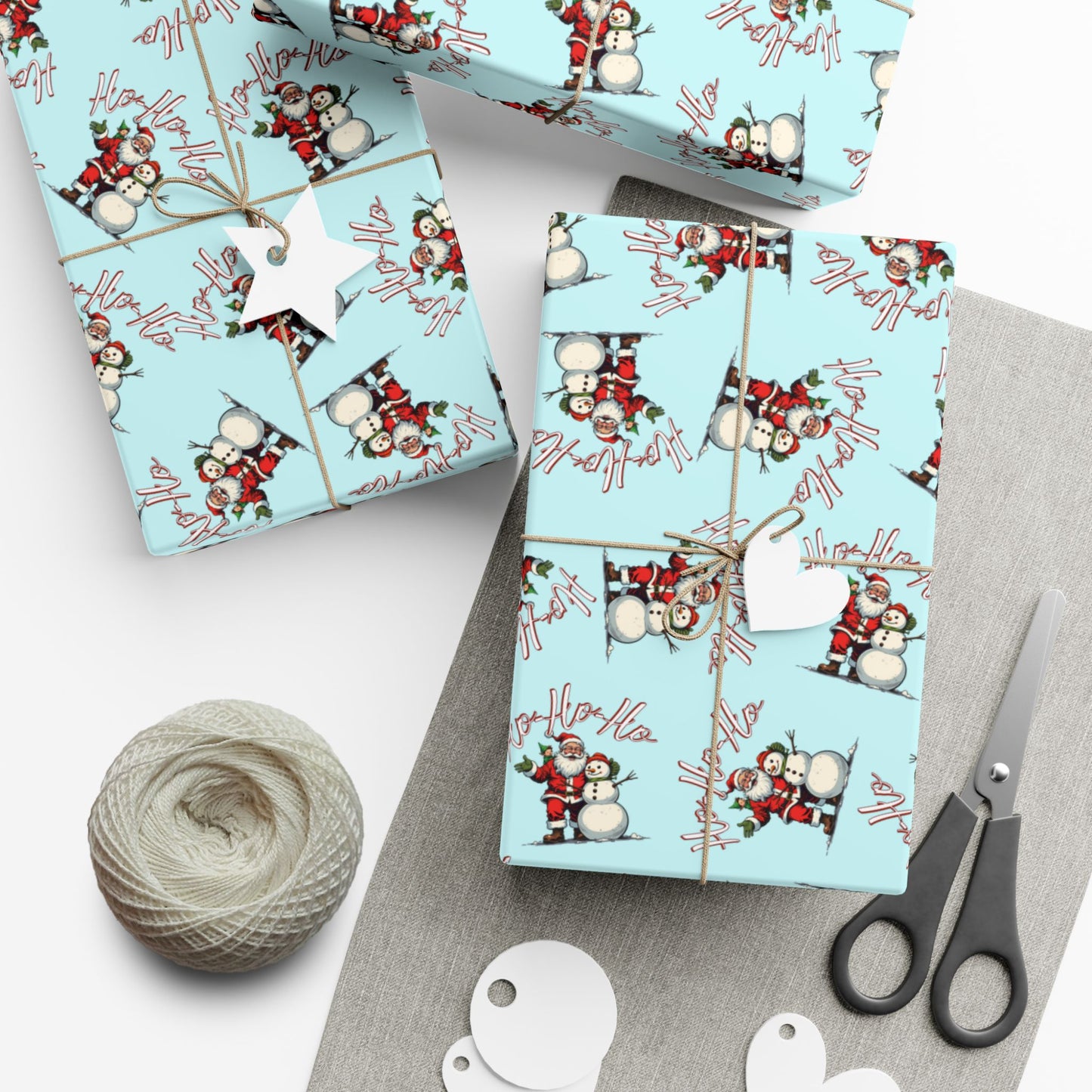 Christmas Snowman Gift Wrap Paper – Light Blue Holiday Wrapping Sheets