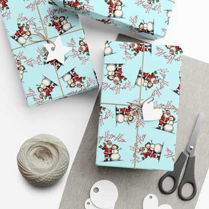 Christmas Snowman Gift Wrap Paper – Light Blue Holiday Wrapping Sheets