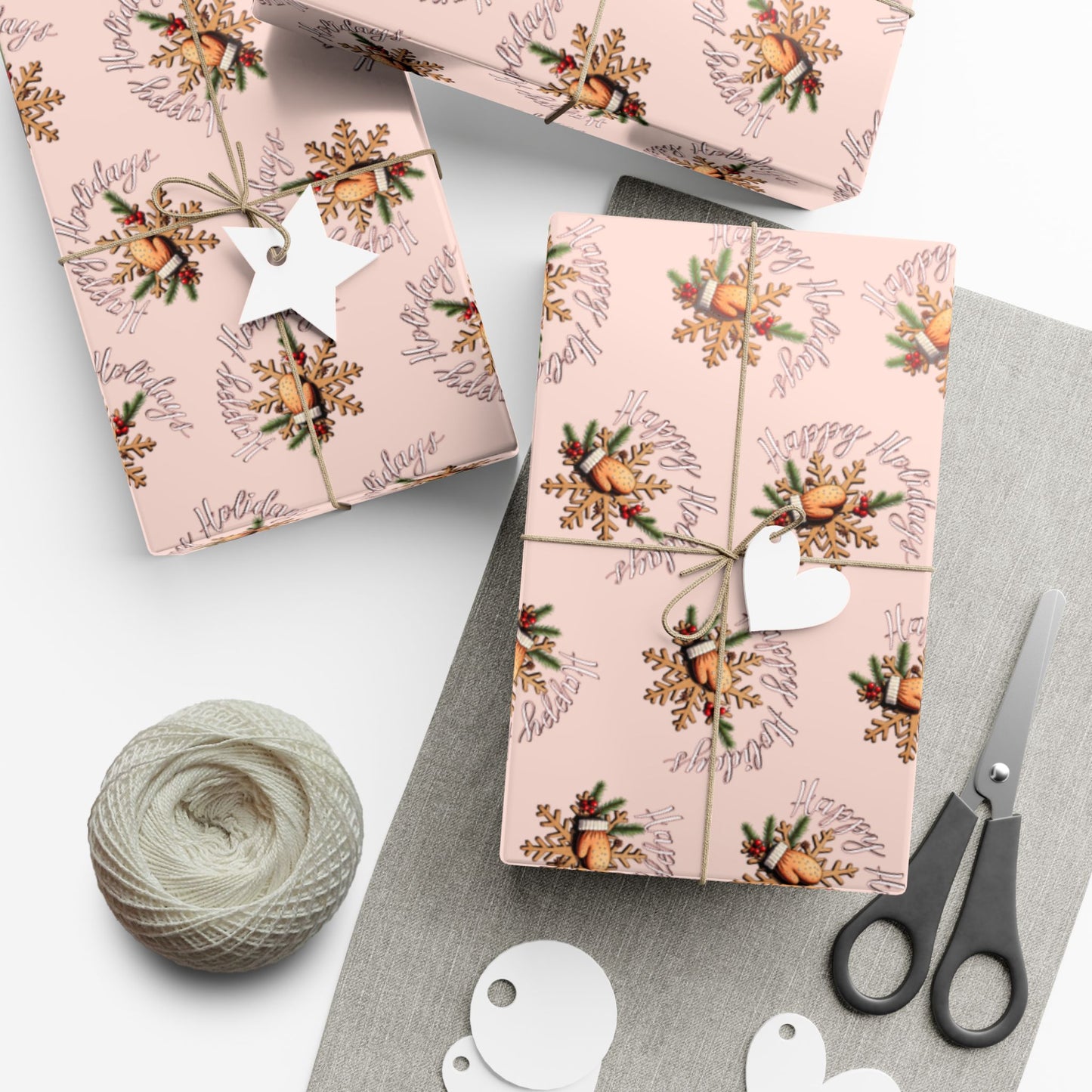 Gift Wrap Paper — Pink Vintage Floral Wreath Pattern (Holiday & Birthday Wrapping)