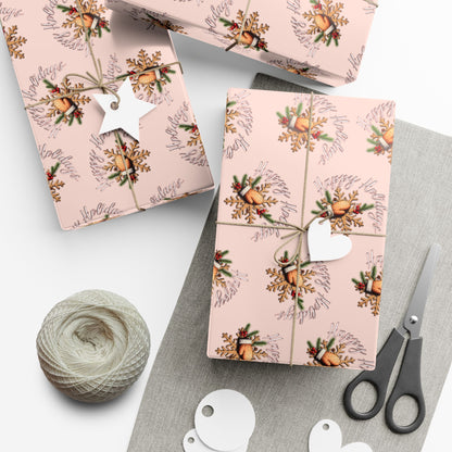 Gift Wrap Paper — Pink Vintage Floral Wreath Pattern (Holiday & Birthday Wrapping)