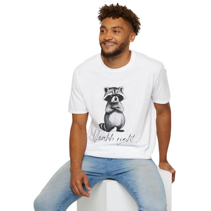 Raccoon Illustration T-Shirt — 'Yeah, right...' Cute Sarcastic Graphic Tee